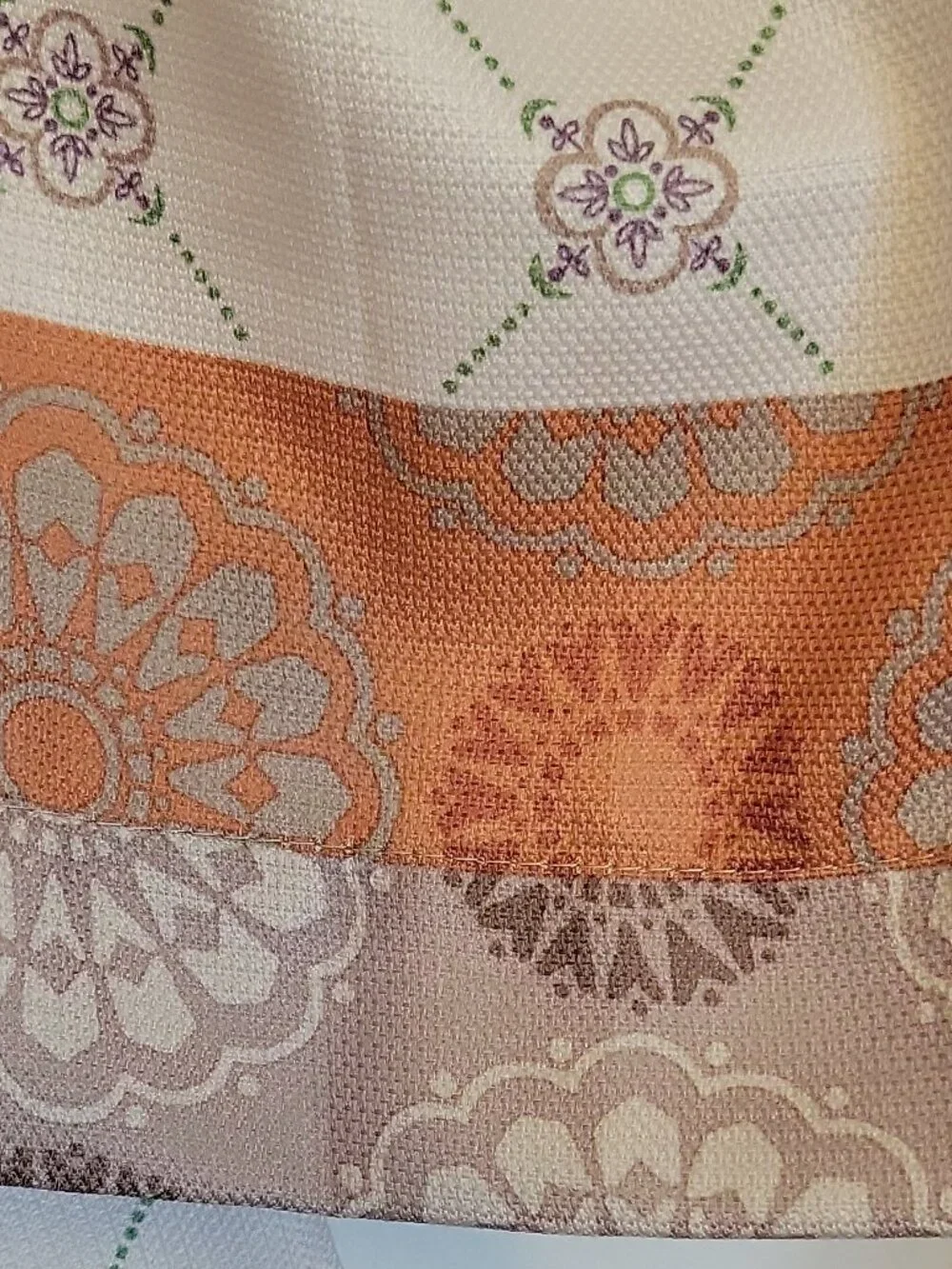 Polyester Floral Valance w/ Metal Grommets White Orange Purple Green Gray, (3)